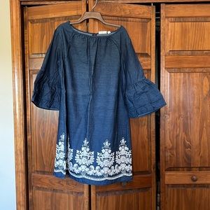 16W Embroidered Denim Dress